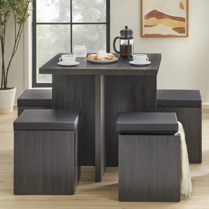Mainstays 5-Piece Dexter Dining Room/Kitchen Set with Storage Ottoman, Multiple Colors