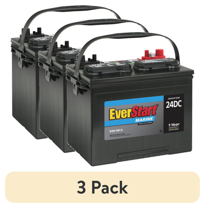 EverStart Lead Acid Marine & RV Deep Cycle Battery, Group Size 24DC 12 Volt, 690 MCA*