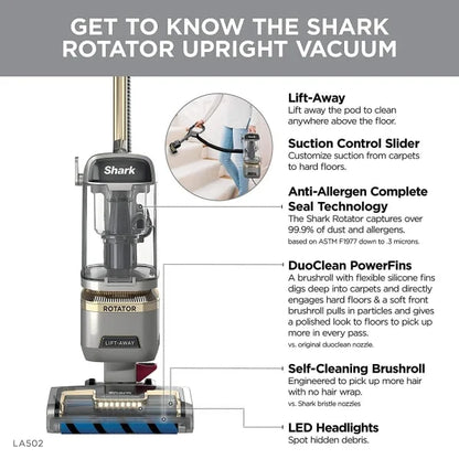 Shark LA502 Rotator Lift-Away ADV DuoClean Engage Upright Vacuum with Self-Cleaning Brushroll