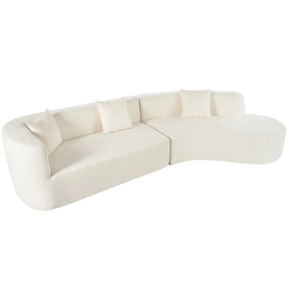 Harper & Bright Designs Modern Curved Floor Sofa Set, Modular Sectional Sponge Couch for Living Room, 2 PC Free Combination No Assembly Foam-Filled Sofa, Beige
