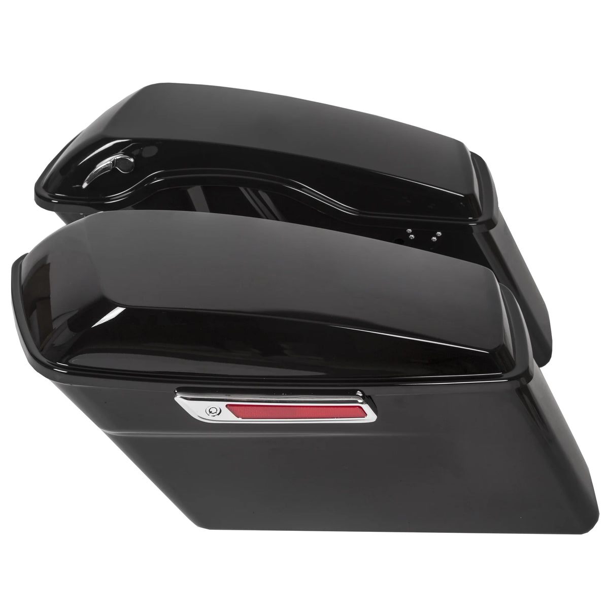 Kojem Hard Saddle Bags for 1993 - 2013 Harley Road King Glide Vivid Black Lockable Saddlebags