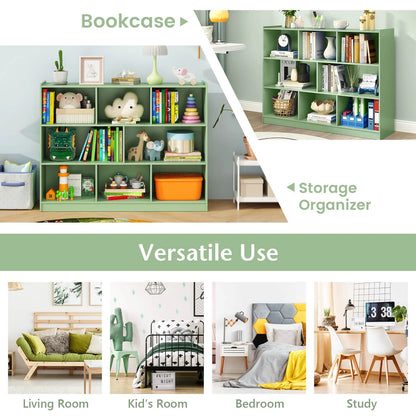 Costway 3-tier Open Bookcase 8-Cube Floor Standing Storage Shelves Display Cabinet White