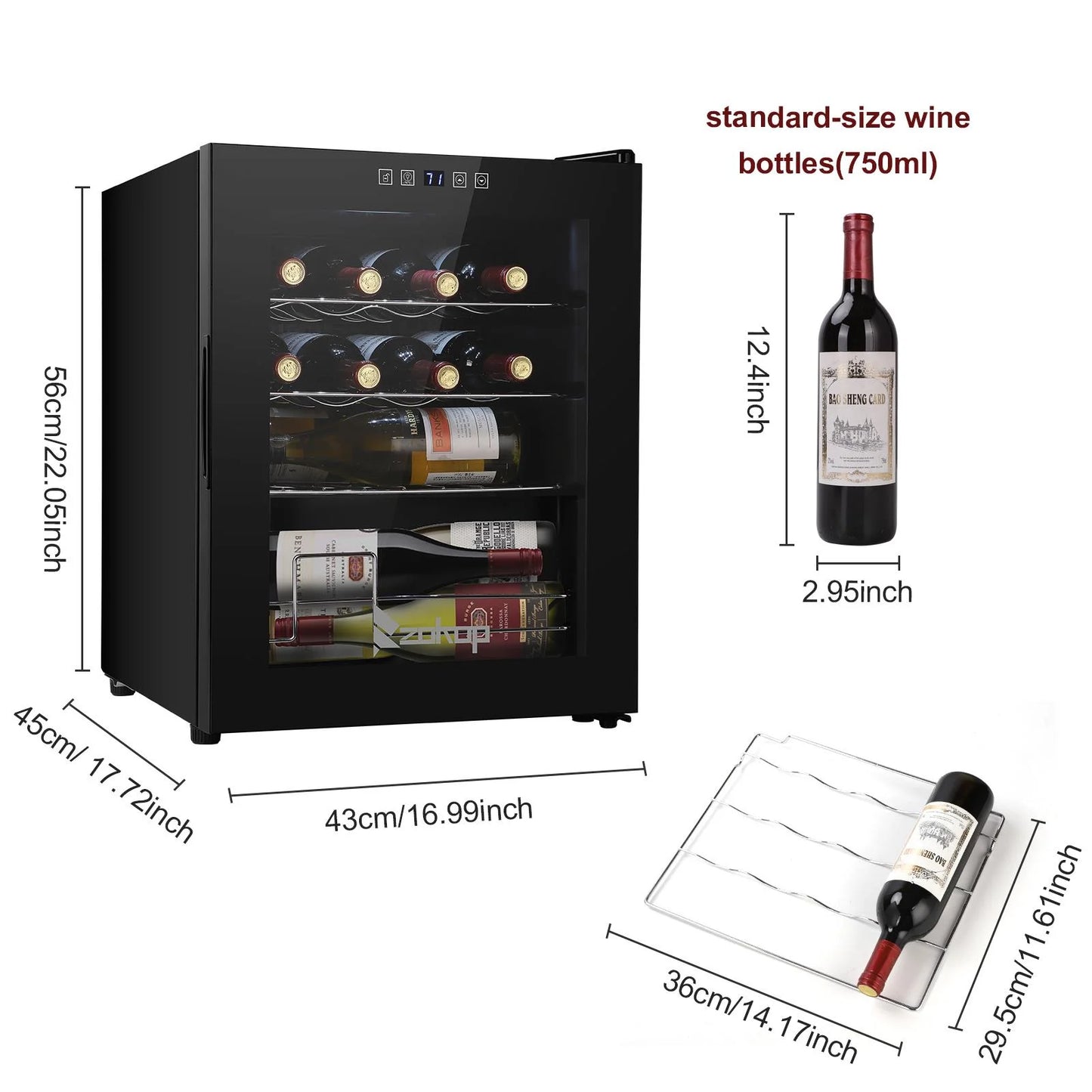 Ktaxon 18 Bottle Compressor Wine Cooler Freestanding Wine Fridge, Fast Cooling, Low Noise