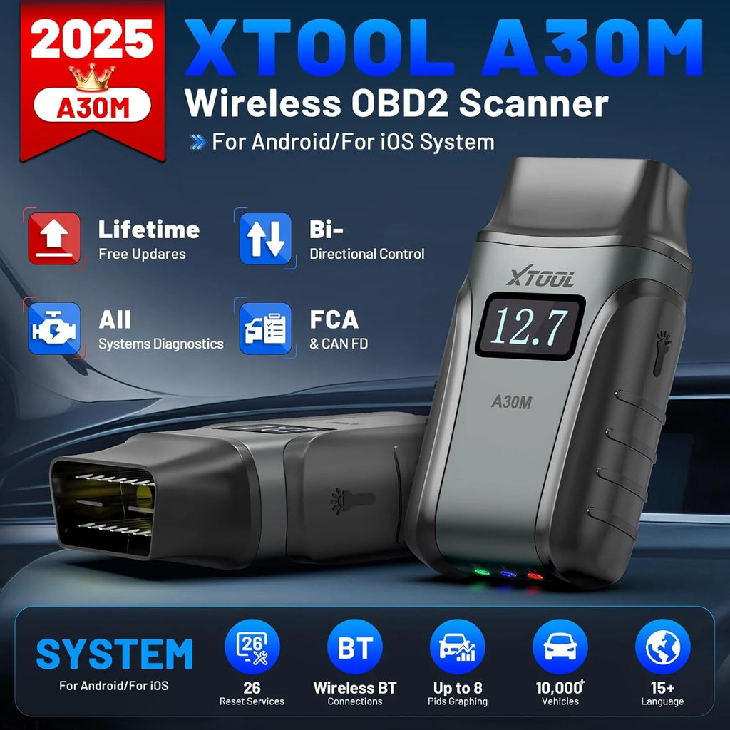 Wireless OBD2 Scanner XTOOL Anyscan A30M v2.0 Bluetooth Bidirectional Scan Tool Engine Code Reader 26 Resets Crank Relearn Free Updates