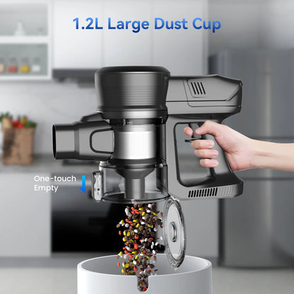 Lazyswan Cordless Vacuum Cleaner 35KPA Self-Standing Stick Vacuum 50min 400W Vac for Home Pet Hair Car Carpet Hardwood Floor, Black