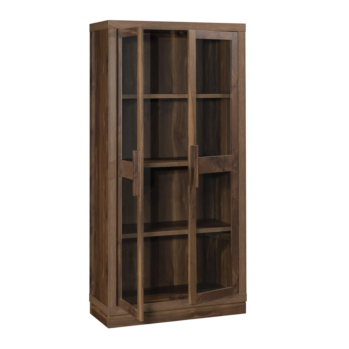 Better Homes & Gardens Ezra Glass Door Storage Accent Cabinet, Warm Walnut finish