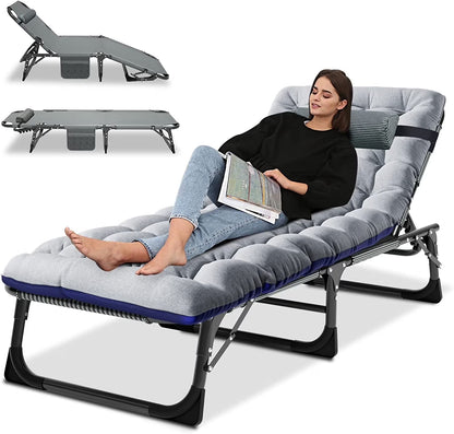 Slsy Folding Lounge Chair, 5-Position Adjustable Outdoor Reclining Chair, Folding Sleeping Bed Cot, Folding Chaise Lounge Chair for Pool Beach Patio Sunbathing