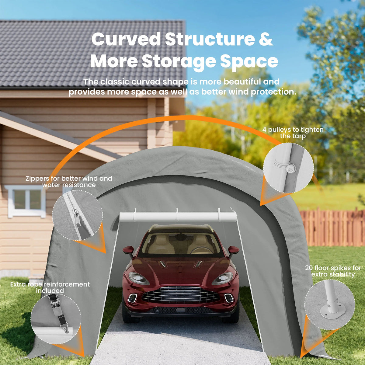 COSIEST 10'x20'Heavy Duty Carport ,Portable Outdoor Canopy Garage with Waterproof PE Roof and Steel Frame