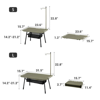Naturehike, Portable Camping Table, Outdoor Detachable Tactical Camping Table, Lightweight Aluminium Camping Table with Light Pole, Adjustable Height