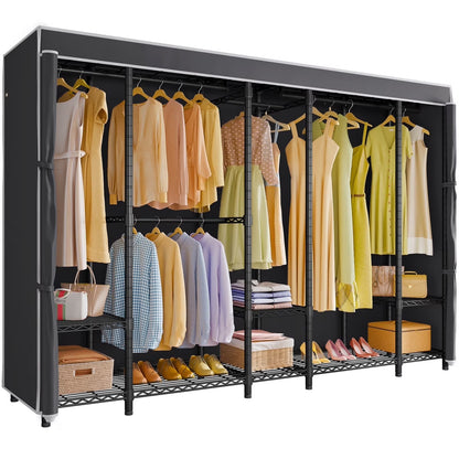 VIPEK V50 Extra Large Portable Closet Rack Bedroom Armoire Freestanding Wardrobe Closet, Heavy Duty Clothes Rack Multi-Functional Metal Clothing Rack for Hanging Clothes, Max Load 1300lbs, Black