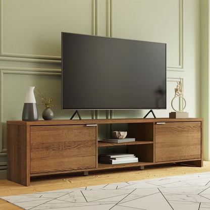 Madesa TV Stand Large Media Console with Cable Management for 65, 75 Inch Media Storage Gaming Living Room Entertainment Center Modern Wooden Television Cabinet - Black