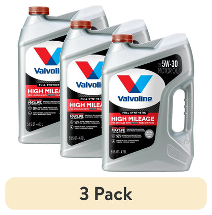 (3 pack) Valvoline Full Synthetic High Mileage with MaxLife Technologyl 5W-30 Motor Oil 5 QT