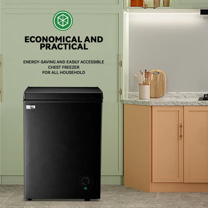 WANAI 5.0 Cubic Feet Chest Freezer Large Home Deep Freezers Black Top Door with Removable Basket