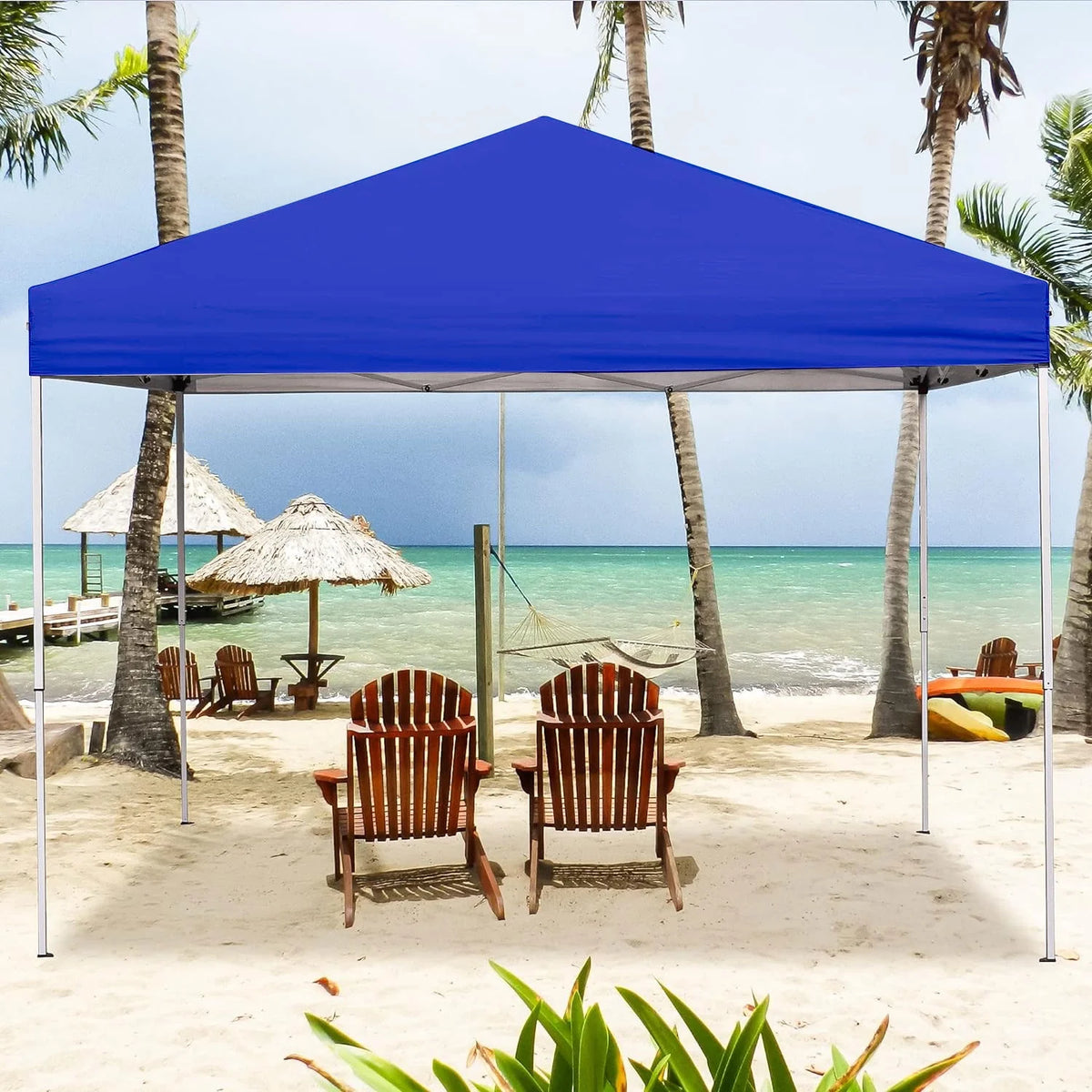GVDV Canopy Tent, 10x10 ft Easy Pop up Outdoor Canopy Tent, Portable Straight Leg Gazebo Instant Canopy, Blue