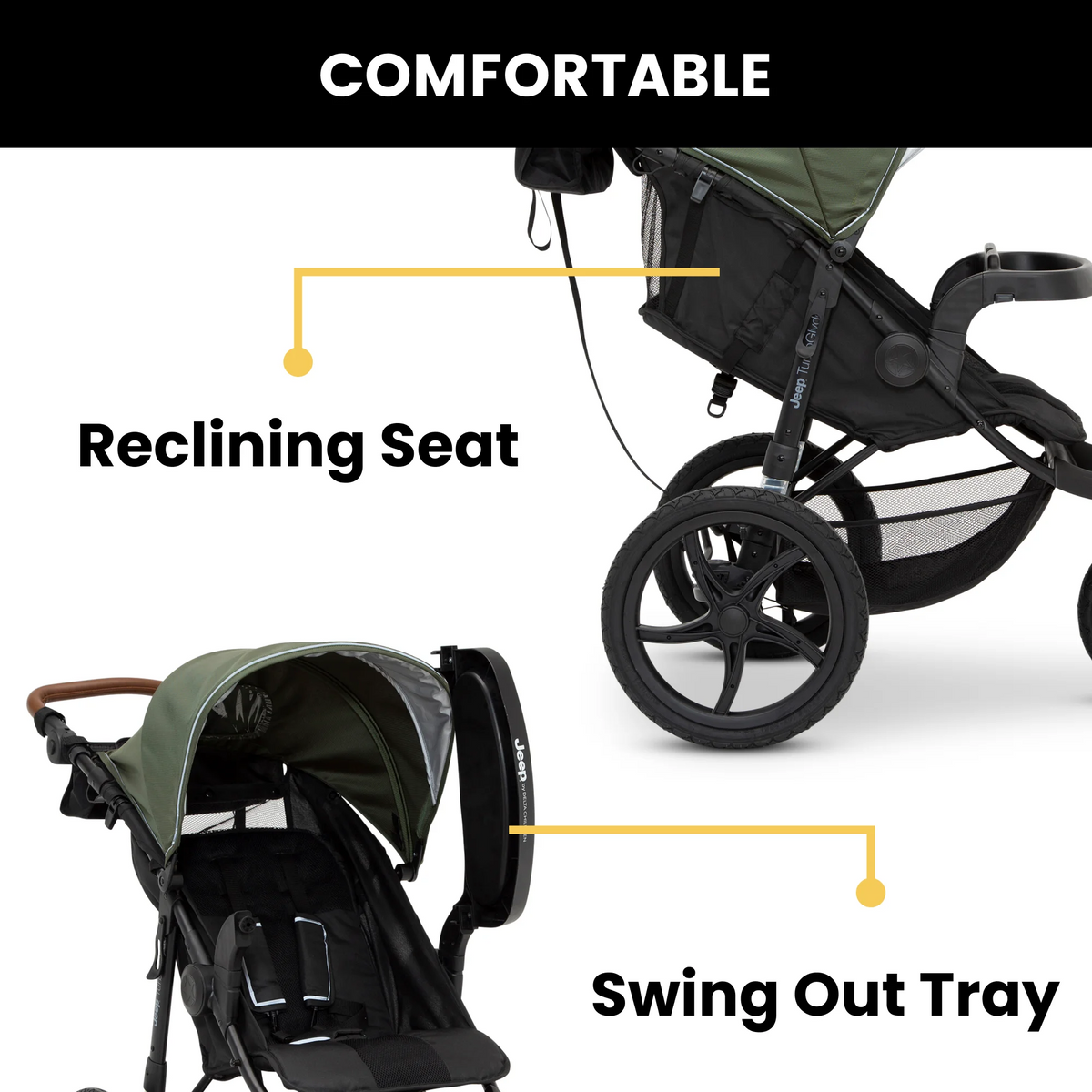 Jeep TurboGlyde Jogging Stroller by Delta Children, Black