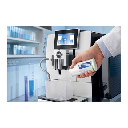 Jura E4 Coffee Machine (Piano White) with Filter, Cleaning Tablets and Coffee