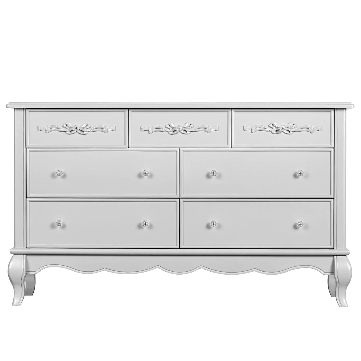 Evolur Aurora 7-Drawer Double Dresser in Ivory Lace, Spacious Drawers