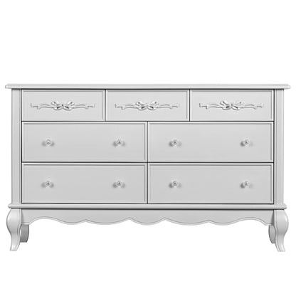 Evolur Aurora 7-Drawer Double Dresser in Ivory Lace, Spacious Drawers