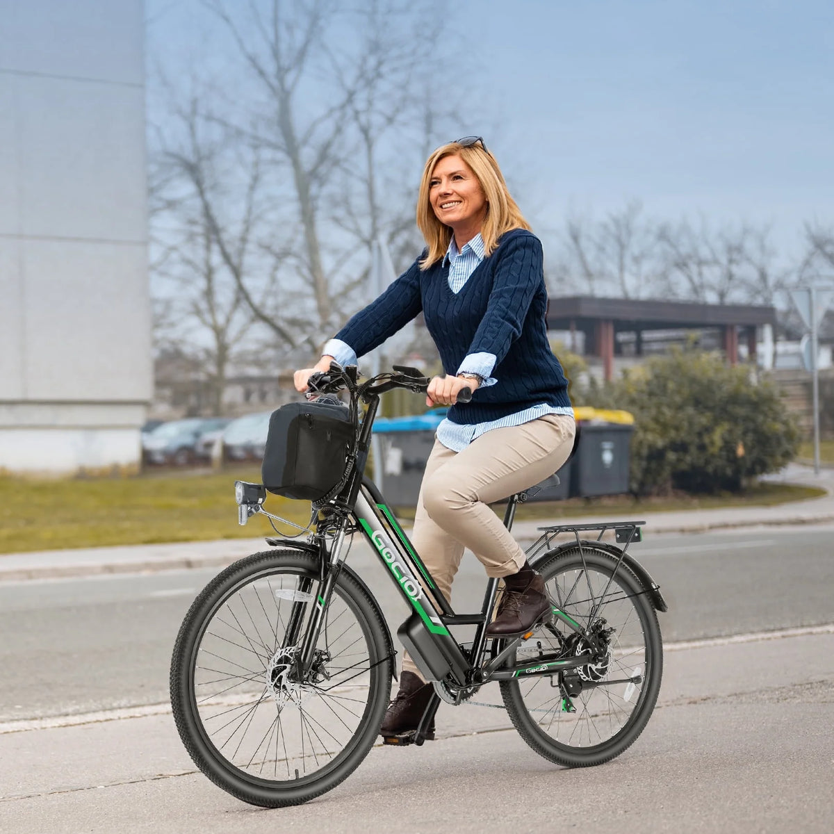 Gocio 26" Electric Bike for Adults, 500W Electric Cruiser Bike, 48V/7.8Ah Removable Battery, 7 Speed, City Commuting E-bike, UL2849