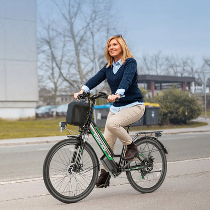 Gocio 26" Electric Bike for Adults, 500W Electric Cruiser Bike, 48V/7.8Ah Removable Battery, 7 Speed, City Commuting E-bike, UL2849
