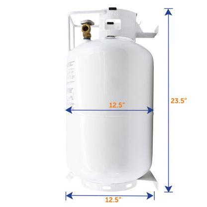 Flame King Empty Steel Horizontal Propane Tank Cylinder with OPD & Built-in Gauge, 30 Lbs