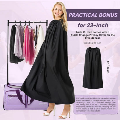 Fegat Dance Bag with Garment Rack - 28"Collapsible Rolling Competition Dance Duffle Bag Lightweight Costume Wheeled Suitcase for Dancers Shows Livestreamer Athletes