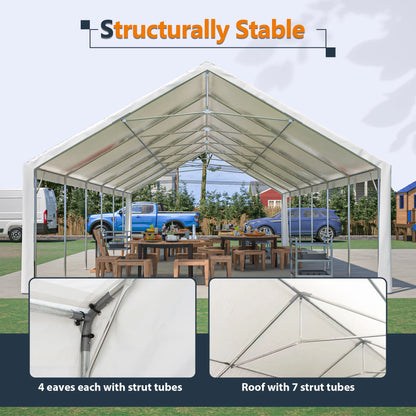 20x40 FT Heavy-Duty Party Tent with 3 Storage Bags - Large Waterproof Wedding Event Shelter for Removable Sidewalls & Zipper Door - Outdoor Commercial Tent for Parties Carport Camping BBQ Garden