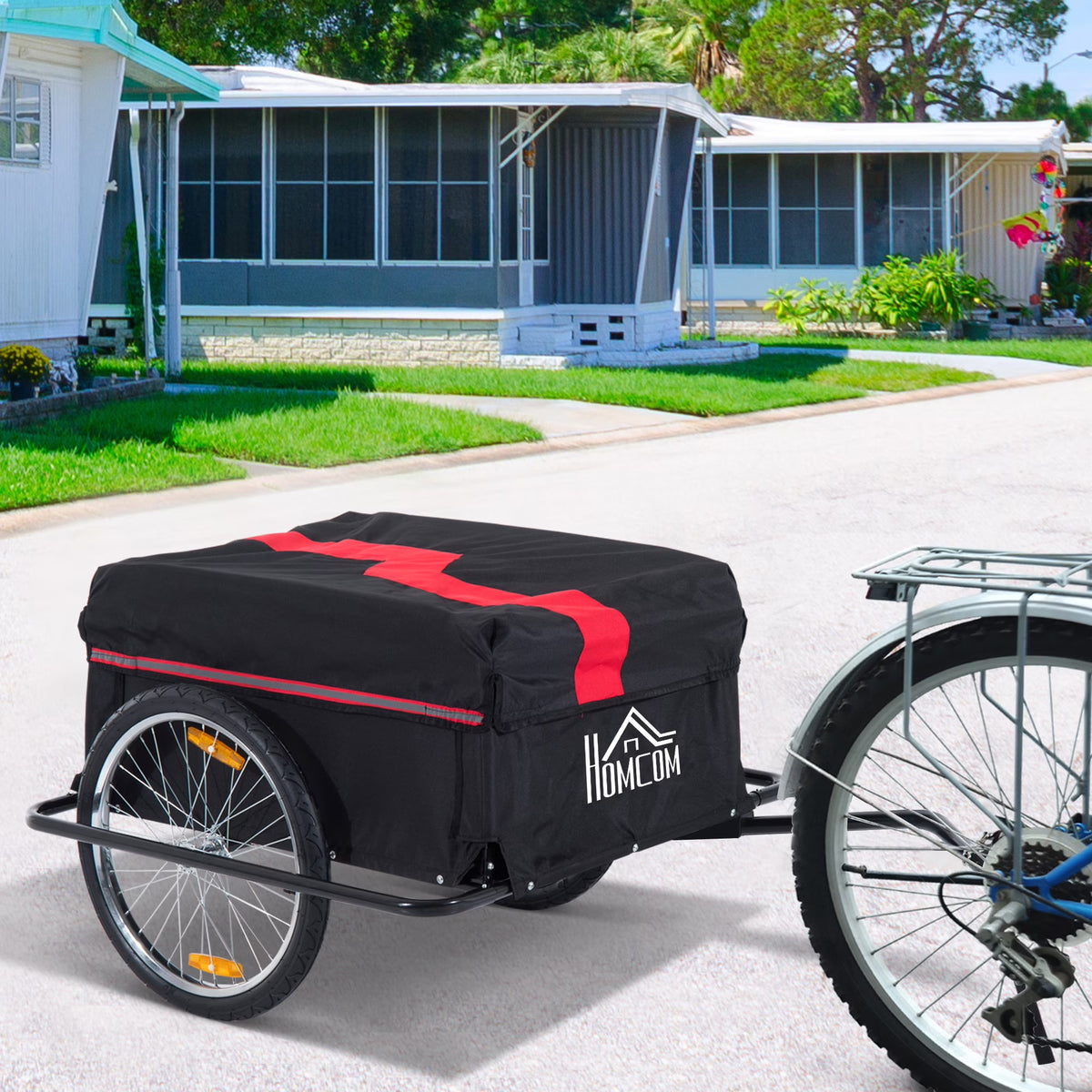 Aosom Bicycle Cargo Trailer, Two-Wheel Bike Luggage Wagon Bicycle Trailer with Removable Cover, Yellow