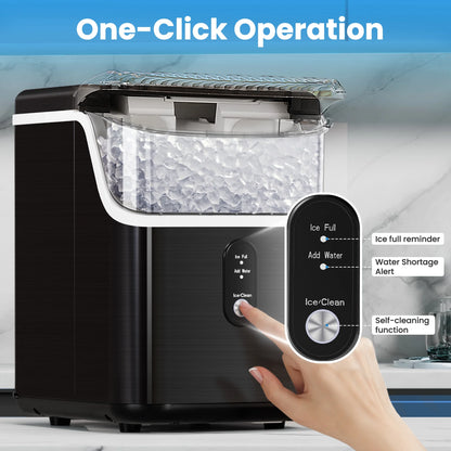 Auseo Nugget Ice Maker Countertop, Pebble Ice Maker Machine with 35lbs/24H Soft Ice, Self-Cleaning,  for Home/Kitchen/Office (Black)