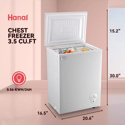 WANAI 5.0 Cubic Feet Chest Freezer Large Home Deep Freezers Black Top Door with Removable Basket