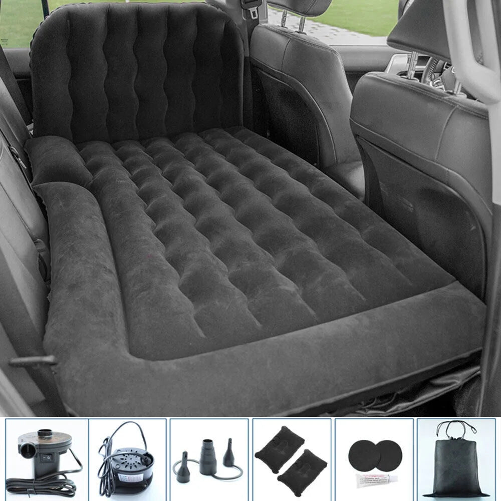 Auto Car Air Mattress Travel Bed PVC Flocking Inflatable Camping Bed with 2 Pillows