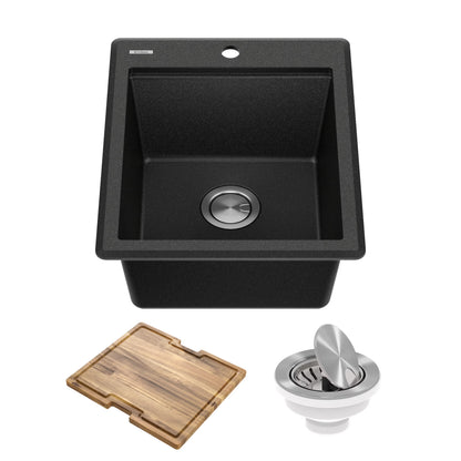 KRAUS Bellucci 18 Granite Composite Workstation Drop-In Top Mount Single Bowl Kitchen Bar Sink in White with Accessories