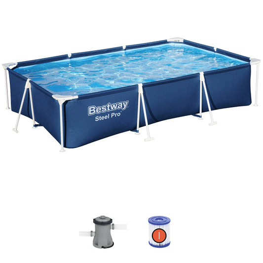 Bestway: Steel Pro 9'10" x 6'7" x 26" Above Ground Pool Set  - 872 Gallons, Outdoor Family Pool, Corrosion & Puncture Resistant, Includes Filter & Pump