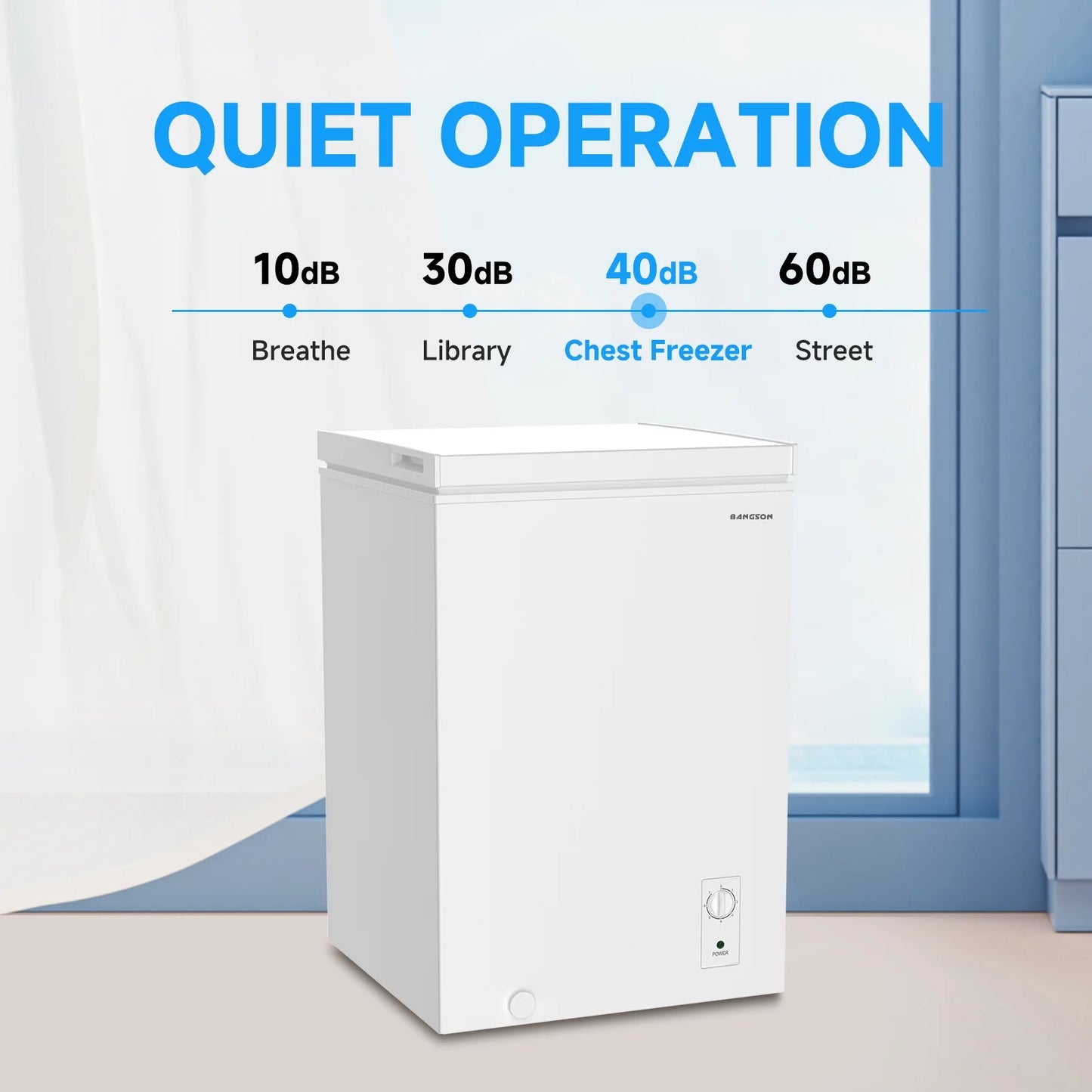 BANGSON 3.5 Cubic Feet Chest Freezer,Deep Freezer With Removable Basket,Adjustable Temperature for Home/Dorms/Apartment/Office