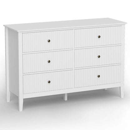 May Color Large White 3 Drawer Dresser Set of 2 with Fluted Panel, Modern Chest of Drawers with Silent Slide Drawers, Wood Accent Nightstand with Storage for Bedroom Living Room, Hallway