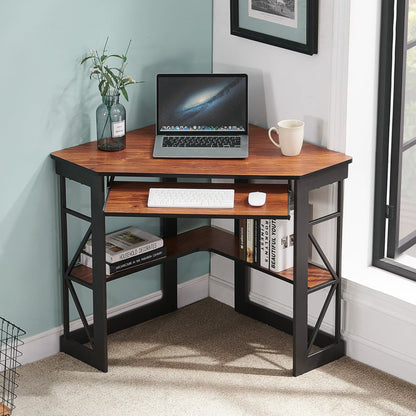 Brown Triangle Corner Desk, Office/Computer/Writing Desk for Student Apartments