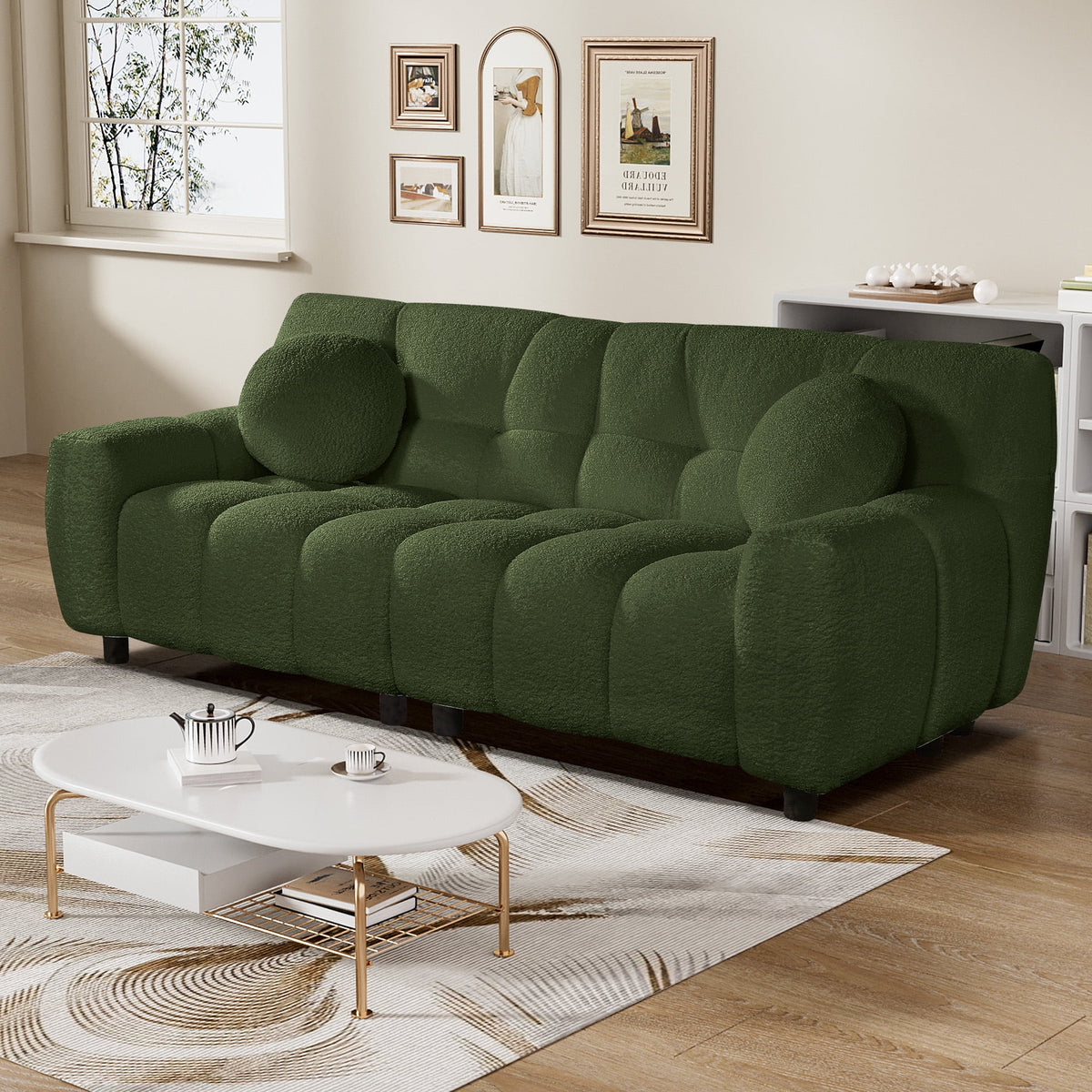 Rophefx 2-Seat Corduroy Deep Seat Cloud Sofa Couch for Living Room, Bedroom