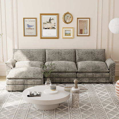 Homall Sectional Sofa 3-seat L-shaped Sofa with reversible toffee chair Movable Footrest Sofa,Gray