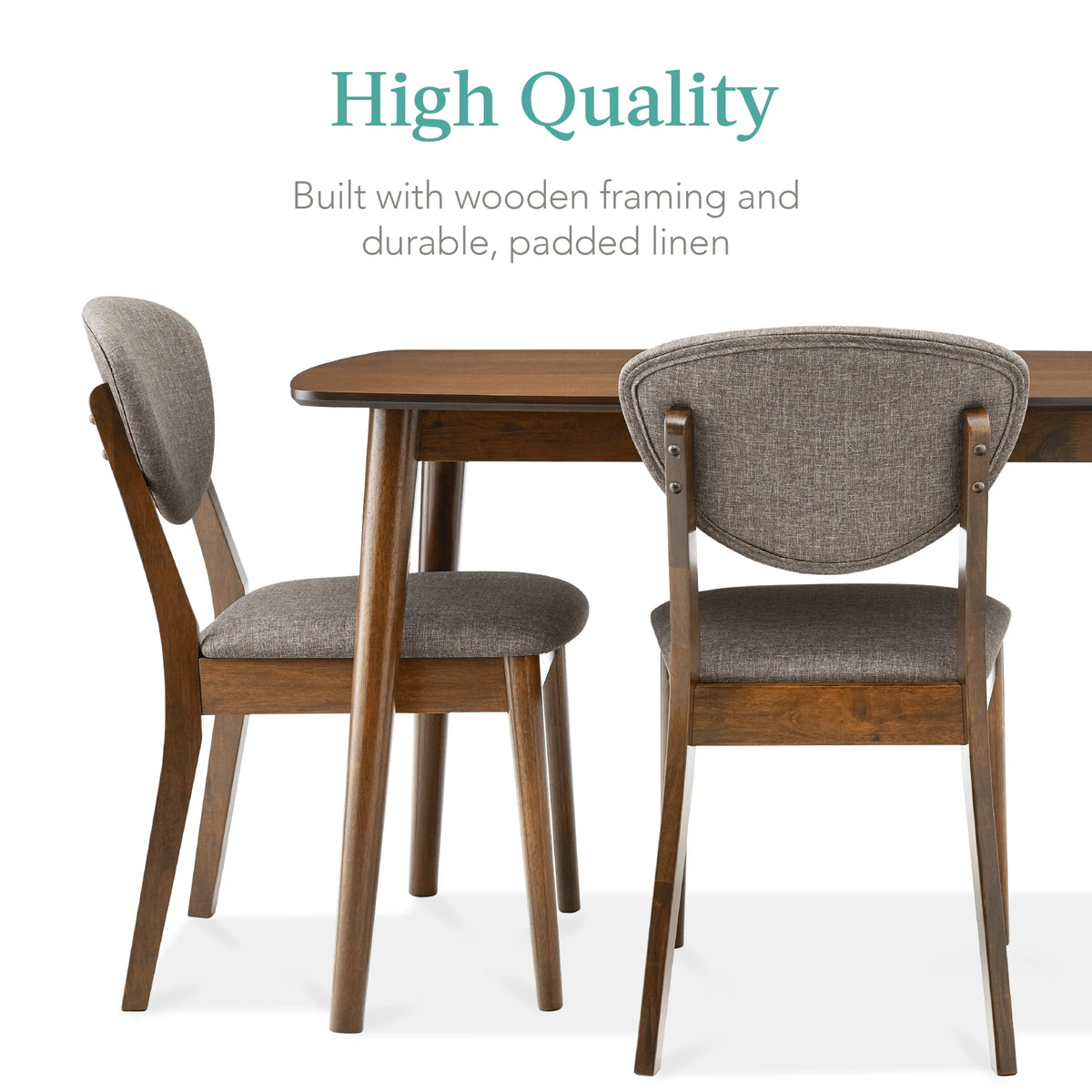Best Choice Products 5-Piece Compact Wooden Mid-Century Modern Dining Set w/ 4 Chairs, Padded Seat & Back - Walnut/Cream