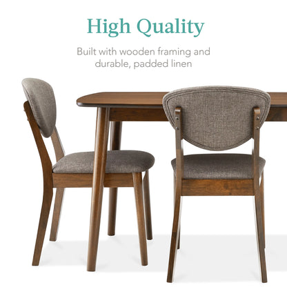 Best Choice Products 5-Piece Compact Wooden Mid-Century Modern Dining Set w/ 4 Chairs, Padded Seat & Back - Walnut/Cream