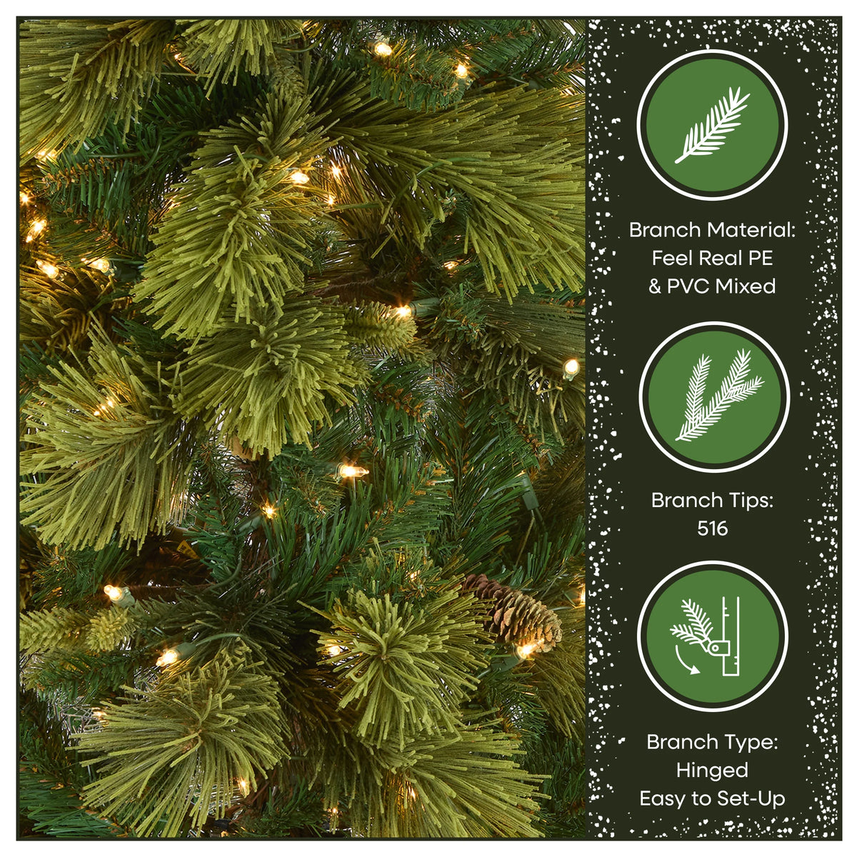 9 ft Pre-Lit Carolina Pine Slim Artificial Christmas Tree with 800 Clear Lights, Slim Profile