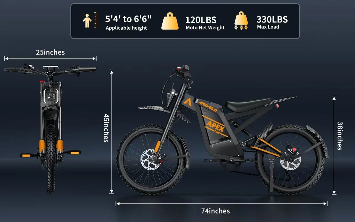 Arkveld Electric Bike for Adults, Peak-3000W, Max 40MPH and 80Miles Electric Motorcycle,25" Fat Tire Dirt Bike, APEX1 7-Speed E-Bike��White