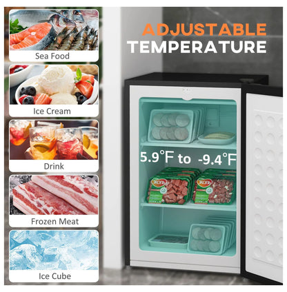 3 Cu Ft Upright Freezer - Black Mini Freezer with Adjustable Thermostat & Reversible Door for Apartment, Dorm, Office