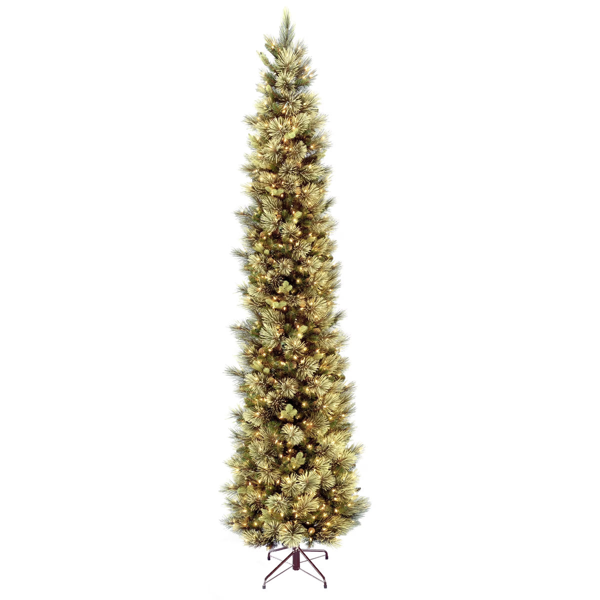 9 ft Pre-Lit Carolina Pine Slim Artificial Christmas Tree with 800 Clear Lights, Slim Profile