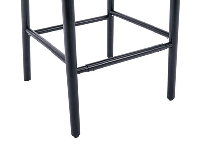 Guyou Modern Bar Stools Set of 2, 26" Counter Height Bar Stools with Natural Rattan Back and Solid Wood Frame, Sherpa Upholstered Kitchen Island Chairs for Bar Island Cafe Kitchen, Black