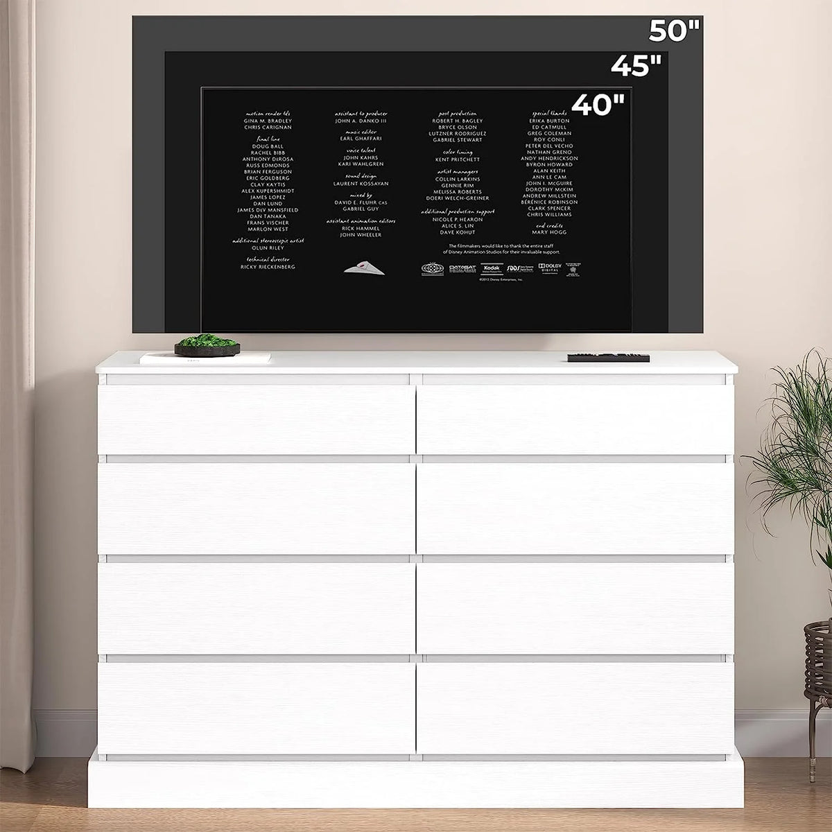 8 Drawers Double Dresser Wooden Black Chest of Drawers for Bedroom, Large Storage Cabinet for Home Living Room
