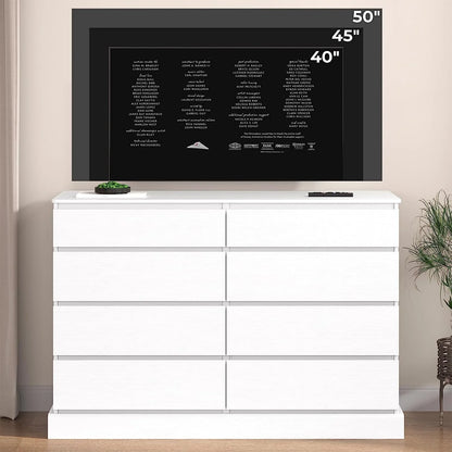 8 Drawers Double Dresser Wooden Black Chest of Drawers for Bedroom, Large Storage Cabinet for Home Living Room
