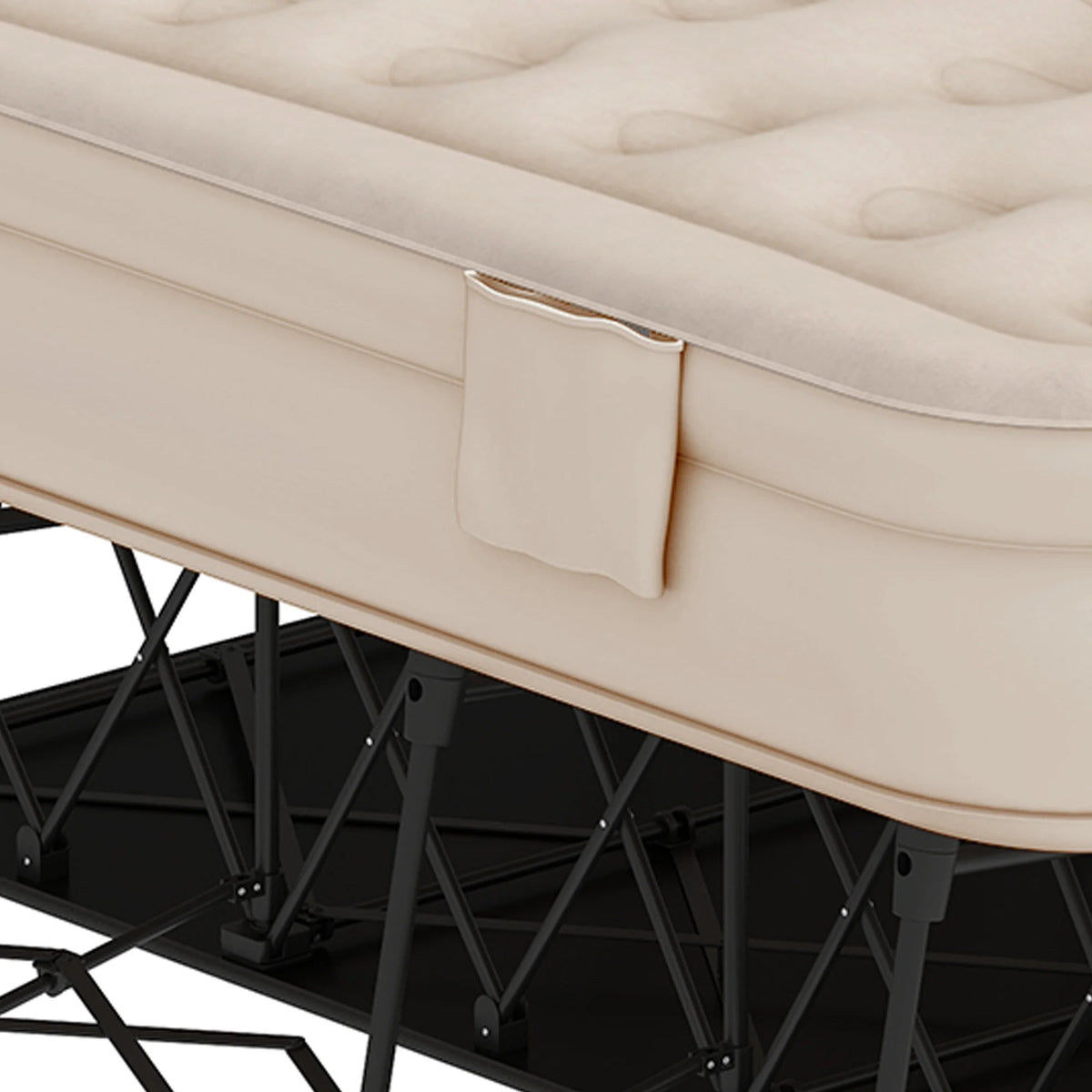 Dextrus Inflatable Queen Air Mattress with Built-in Pump, Frame, Velvet Surface & Portable Storage Case, Khaki