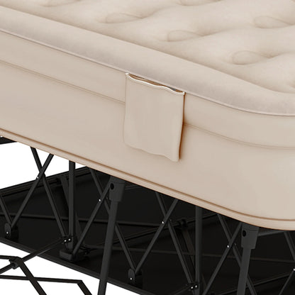 Dextrus Inflatable Queen Air Mattress with Built-in Pump, Frame, Velvet Surface & Portable Storage Case, Khaki