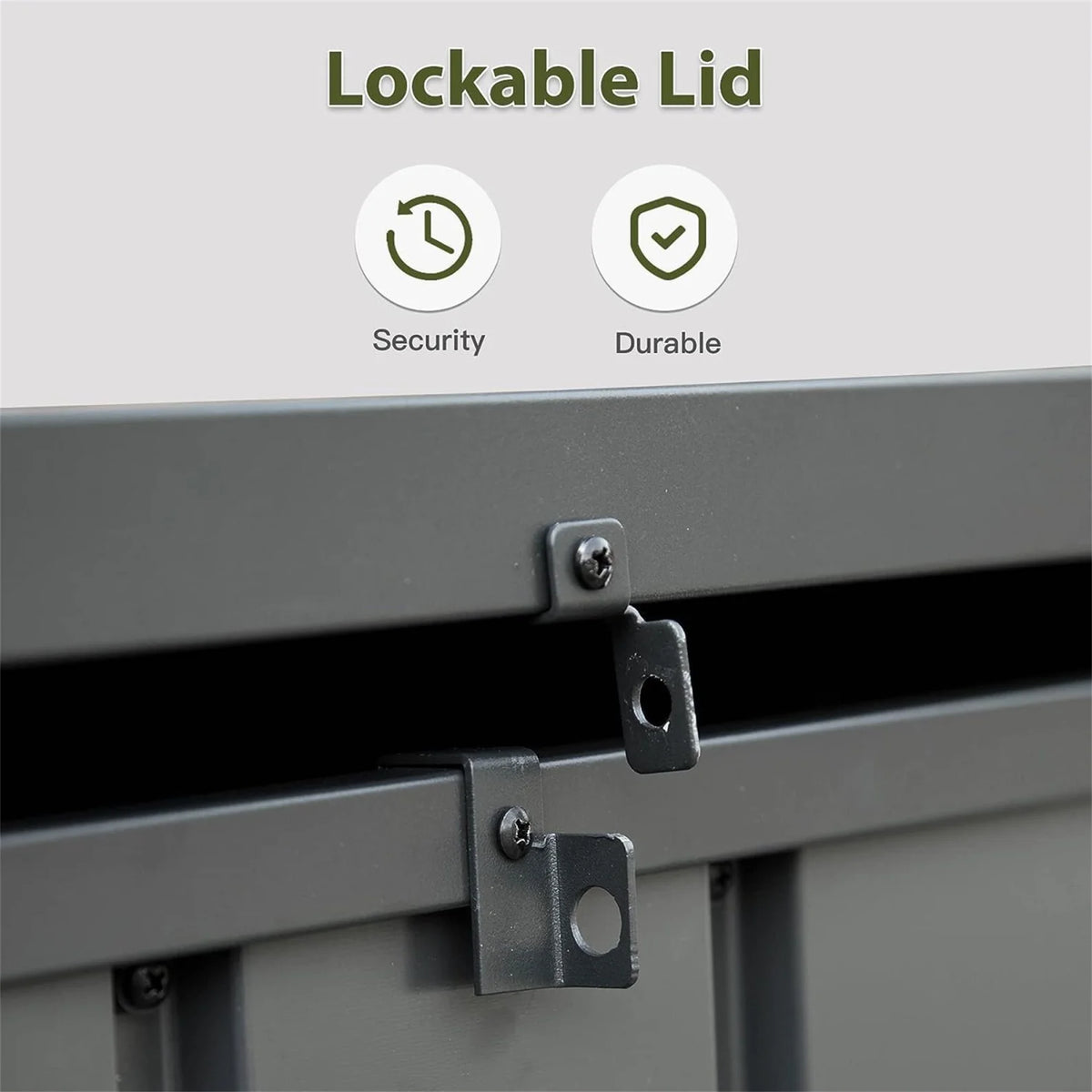 150 Gallon Outdoor Waterproof Storage Deck Box with Portable Side Handles and Moving Roller, Large Patio Storage Lockable for Outside Cushions, Throw Pillows, Garden Tools, Dark Gray